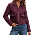 thumbnail image 7 of Mifsaly Womens Cropped Bomber Jackets Zip Up Collared Fall Coat Slim Fit Trendy 2026 Daily Casual Going Out Work Office Lounge Outfits with Pockets Wine,M, 7 of 7
