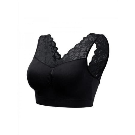 

Women Sexy Deep V Lace Bra Bralette Push Up Seamless Breathable Padded Sport Bra