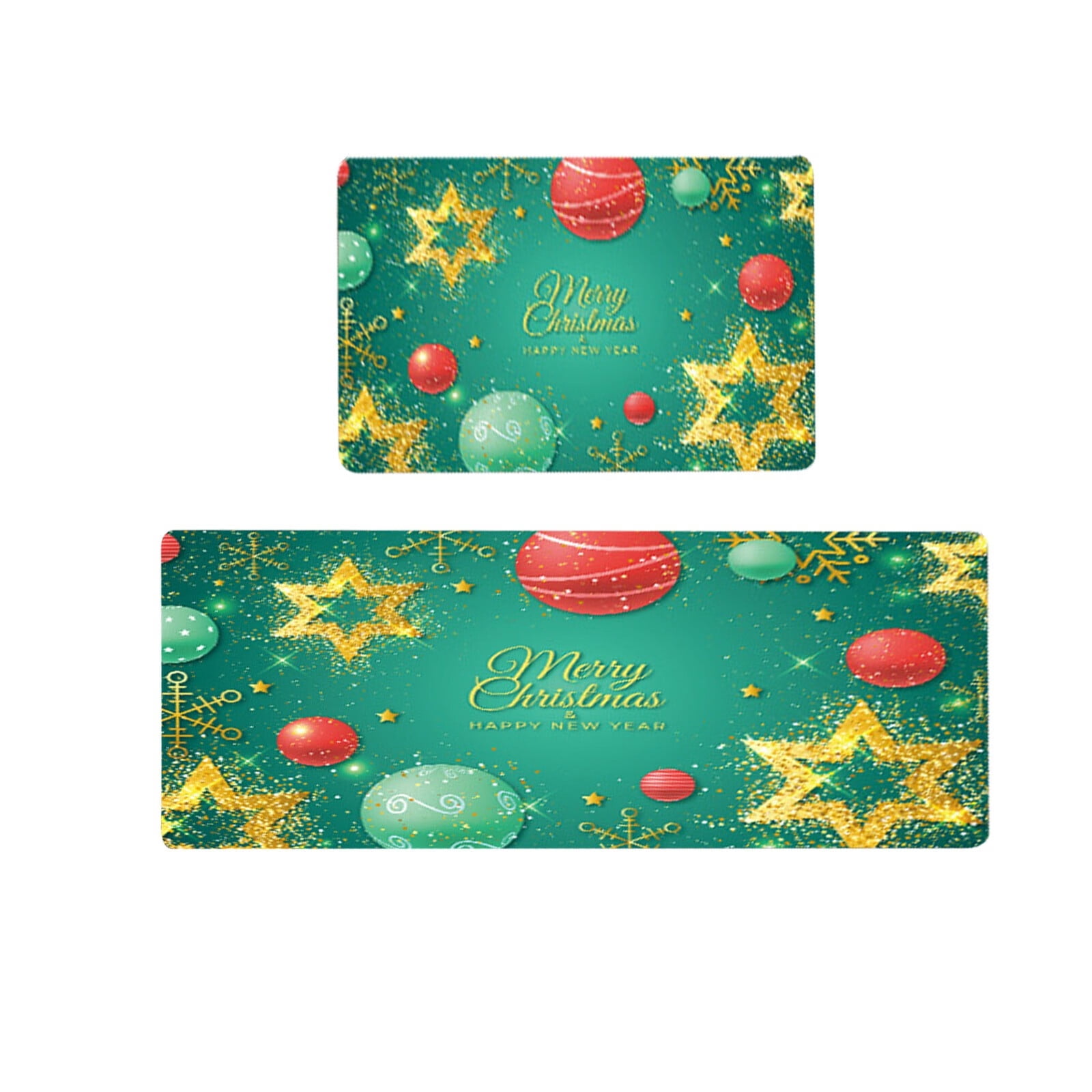 2 Piece Non Slip Kitchen Mat Runner Rug Set Doormat Merry Christmas
