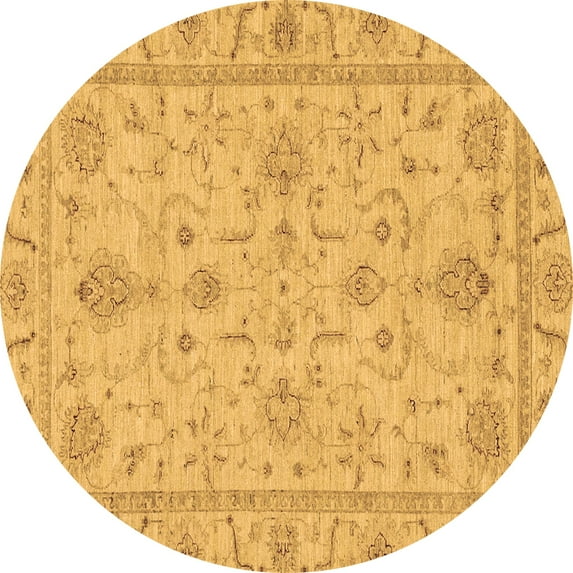 Ahgly Company Indoor Round Abstract Brown Modern Area Rugs, 4' Round