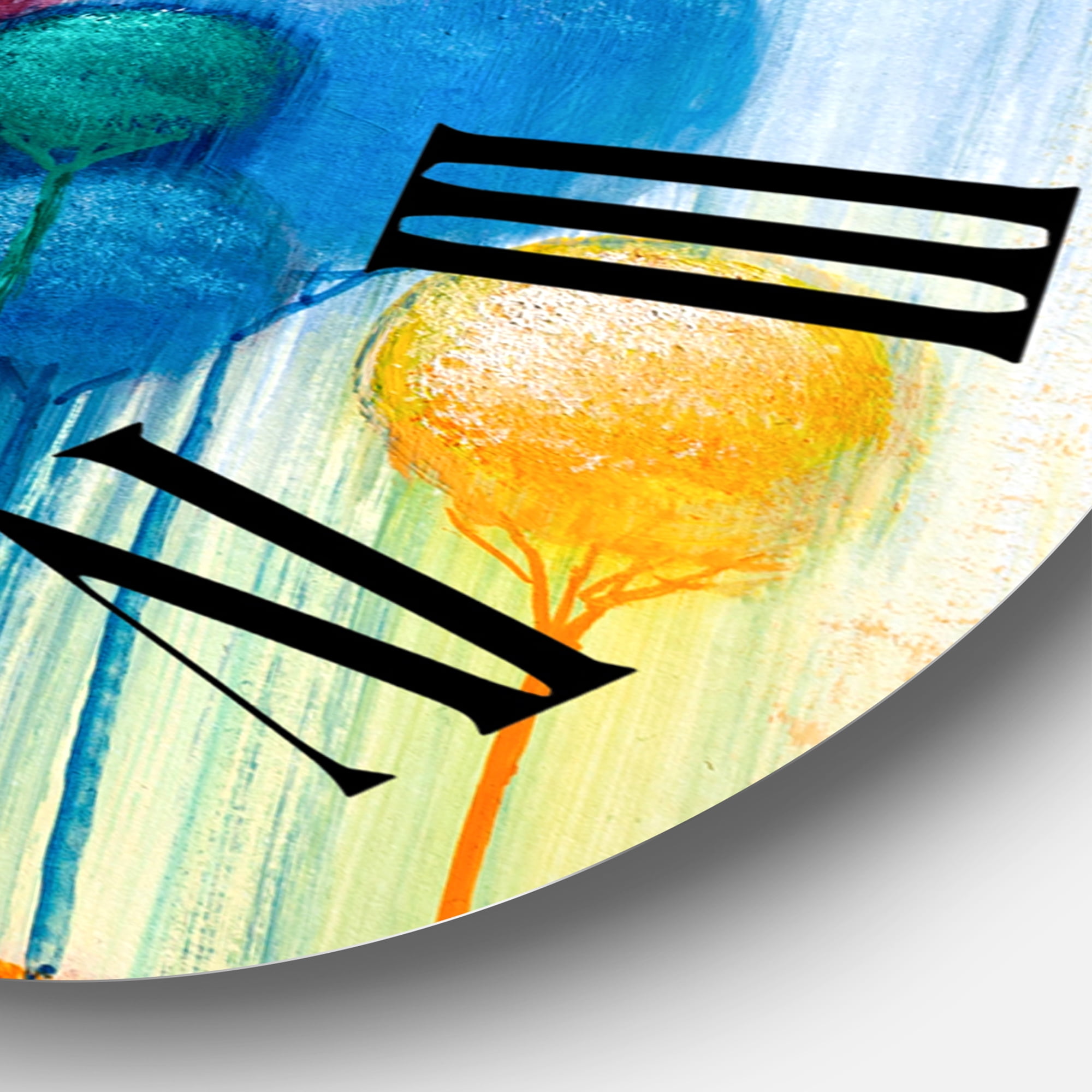 Designart 'Colourful Ornamental Trees Iv' Modern Wall Clock