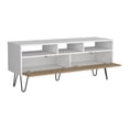 thumbnail image 2 of JERFIT Modern TV Stand with Drawers, Minimalist Entertainment Center with Open Shelves for Living Room, White and Macadamia Engineered Wood Console Table, 2 of 7