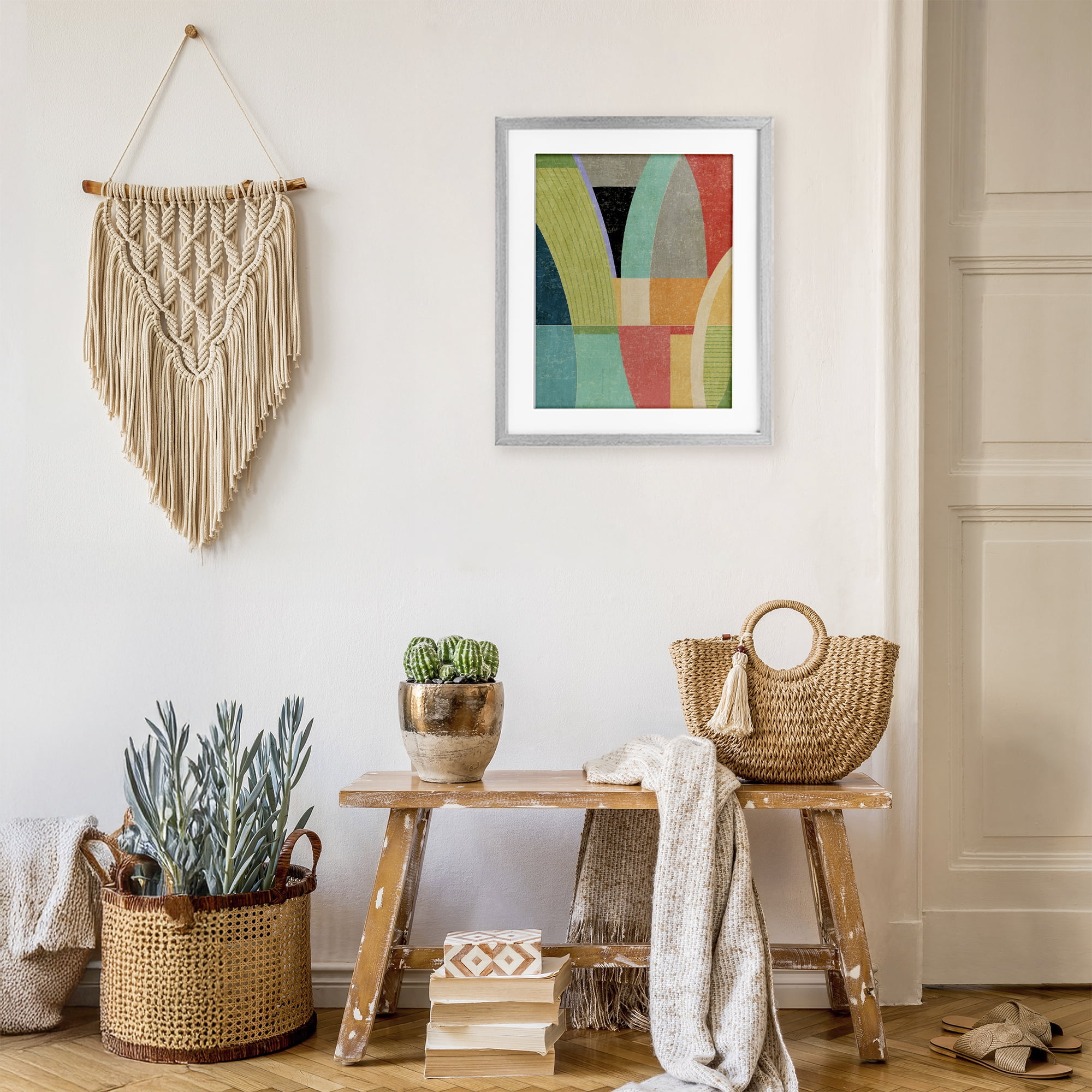 Stupell Industries Retro Geometric Archways Gray Framed Print Under Glass, design by Suzanne Nicoll