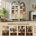 thumbnail image 4 of VANACC Modern 71” Arched Storage Cabinet with Glass Doors and Drawers, Adjustable Shelves, White, 4 of 10