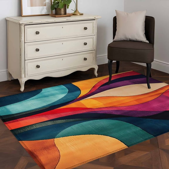 3'x5' Area Rugs, Vintage Geometric Indoor Outdoor Area Rug for Living Room Bedroom, Modern Minimalist Abstract Art Washable Bathroom Rugs Kitchen Floor Carpet Mats Home Decor Aesthetic