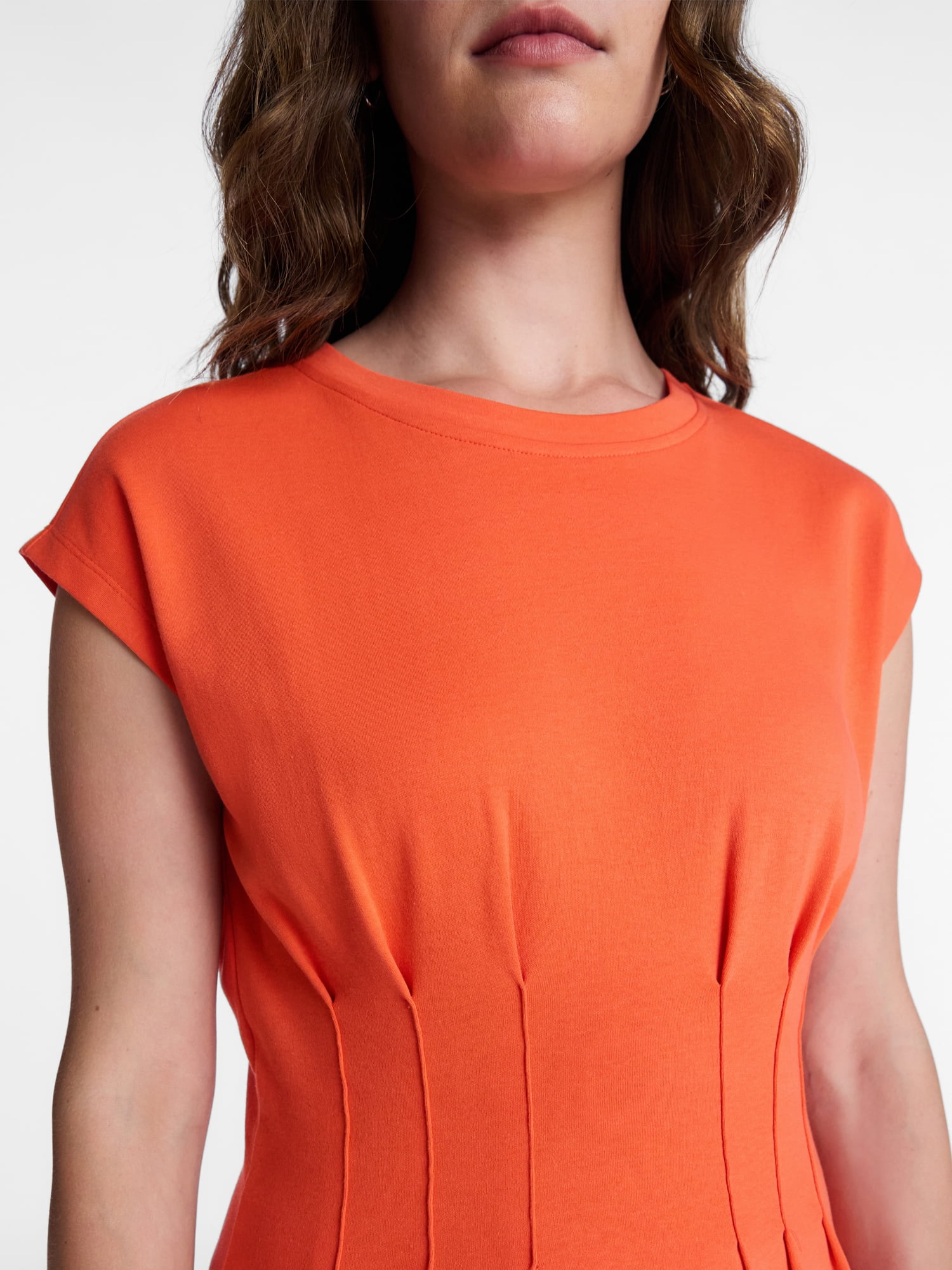 Time and Tru Women's Pleat Waist Mini Dress, Sizes XS-XXXL