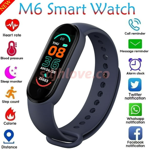 Original 2021 Nueva Banda m6 m5 Reloj Inteligente Pulsera monitor De Presion Arterial fitness Pantalla Colorida smartwatch Horas Para Walmart en linea