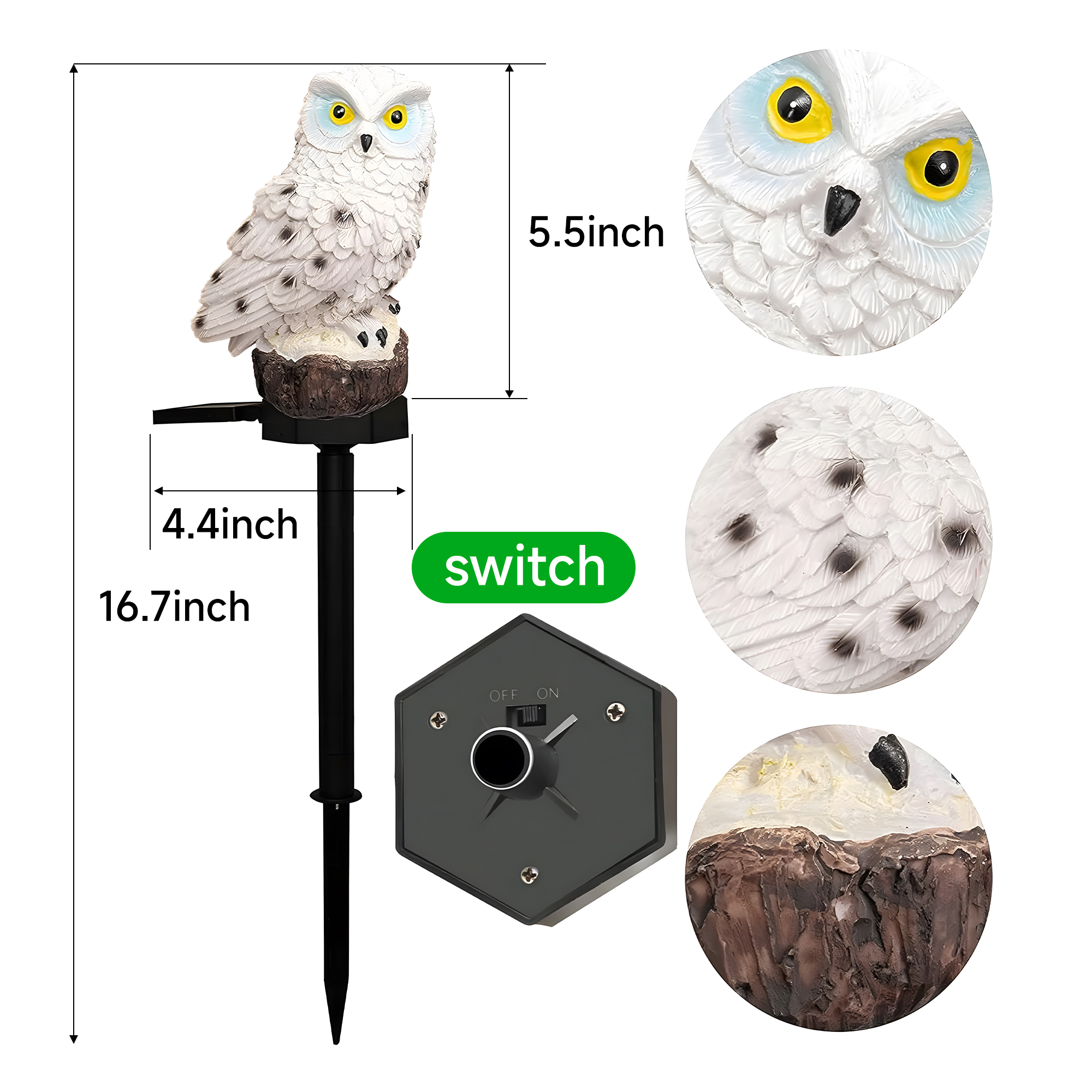 CHARKEE Solar Owl Garden Light Stake photo 5