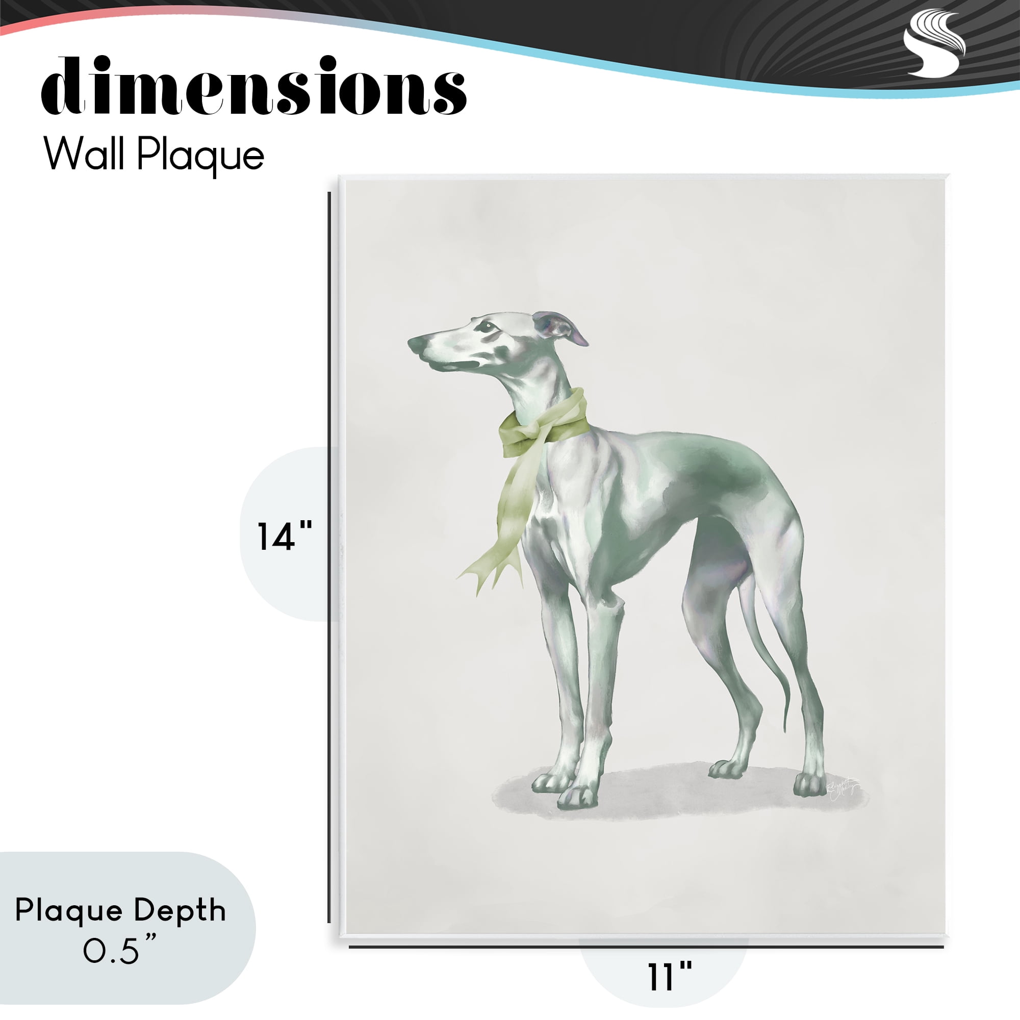 Stupell Industries Graceful Dog & Ribbon Wall Plaque Art, design by Elizabeth Medley