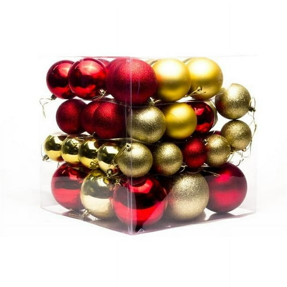 62 Pack of Red and Gold Assorted Ball Ornaments