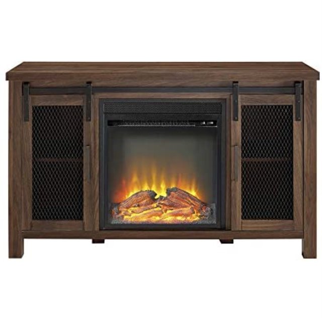 Walker Edison Accorder 48" Ferme Rustique Cheminée TV Stand - Noyer Noir