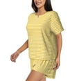 thumbnail image 2 of Kdxio Yellow Gingham Print Pajamas Sets for Women Short-Sleeved Pjs with Lounge Shorts Two Piece Sleepwear S-4XL, 2 of 8