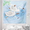 thumbnail image 1 of Swans Tapestry, Gracious Animals in River Reflections Floral Art, Fabric Wall Hanging Decor for Bedroom Living Room Dorm, 5 Sizes, Pale Blue Multicolor, by Ambesonne, 1 of 1