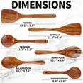 thumbnail image 4 of 6-Piece Teak Wood Cooking Utensil Set Heat-Resistant Non-Stick Safe Spoons & Spatulas for Kitchen, 4 of 6