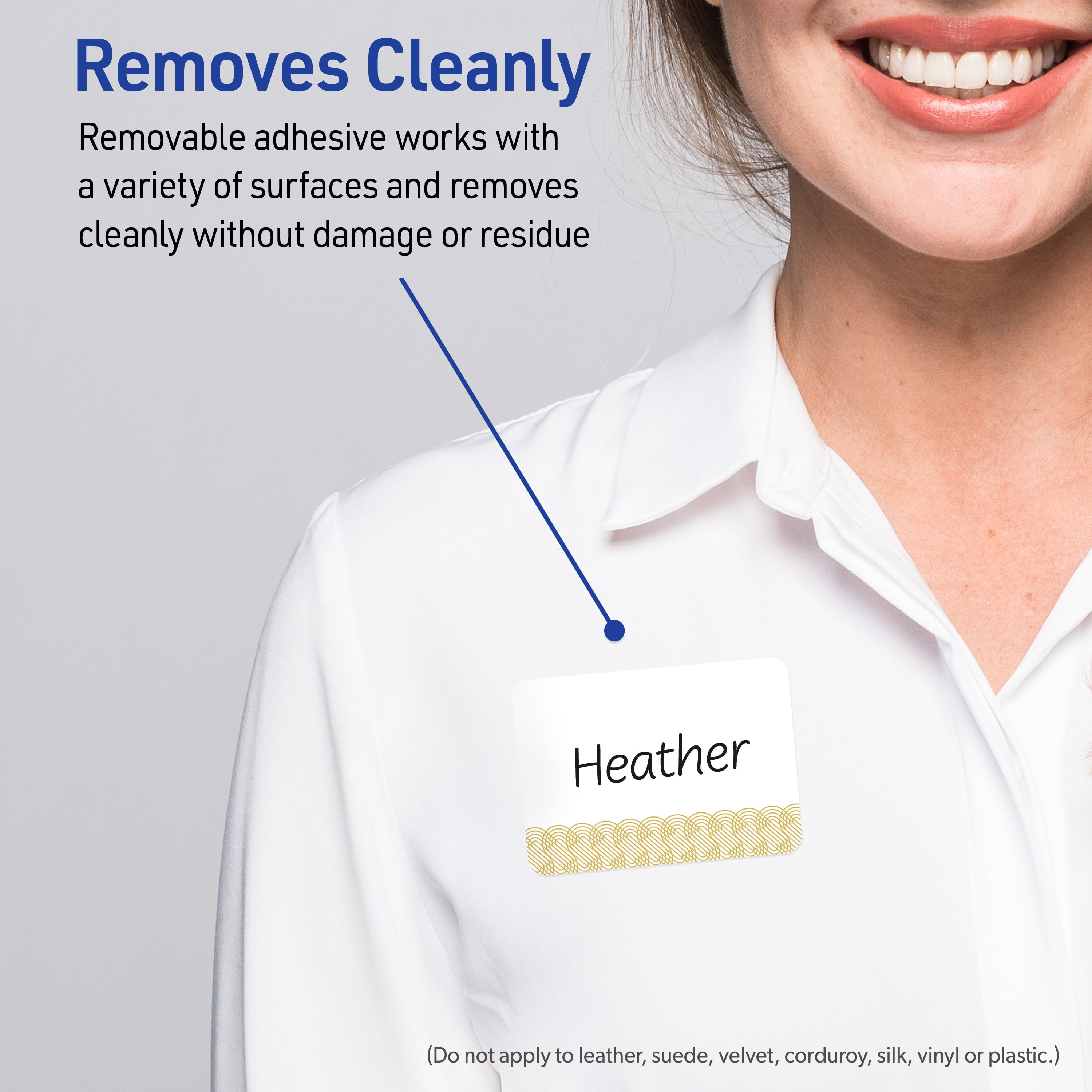 Avery Adhesive Name Tags, Matte White, Gold Lace Trim
