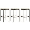 thumbnail image 1 of vidaXL Tabourets de Bar avec Coussins 3 Pcs Rotin Poly Brun, 1 of 5