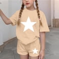 thumbnail image 4 of Amidoa Girls Summer 2 Piece Outfits Floral Cute Short Sleeve and Casual Shorts Kids Clothing Beige Size 5T, 4 of 8