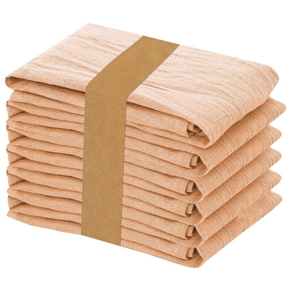 Flour Sack Towels 6 Pack 28x28 Inch, Soft Cotton Dish Towels, Absorbent Reusable Bar Mops for Kitchen Cleaning Drying Hands, Tea Towels - Peach Brown