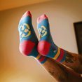 thumbnail image 2 of Blue/Coral Quarter Crew Sock, 2 of 8
