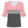 thumbnail image 7 of DeHolifer Women's Tops Casual Color Block Short Sleeve V-Neck T-Shirts Summer Casual Tees Tops Pink XL, 7 of 7