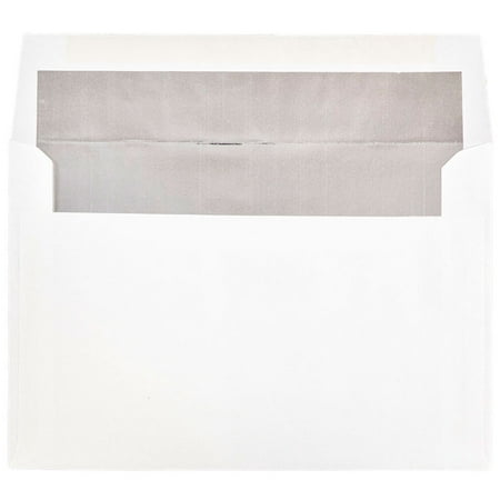 JAM Paper A9 Foil Lined Invitation Envelopes, 5 3/4 x 8 3/4, White with Silver Foil Lining,