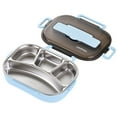 thumbnail image 3 of Stainless Steel Lunch Box, 4 Compartment Bento Box, Blue Portable Container, 10.8x7.3x2.95 inch, 3 of 7