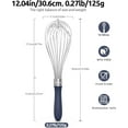 thumbnail image 3 of U-Taste Balloon Whisk for Cooking: 18/10 Stainless Steel Kitchen Wire Whisk, 12in Large Heavy Duty Egg Beater, Manual Mixing Tool with 12 High Flex Wires for Stirring, Blending Sauce (Midnight Blue), 3 of 10