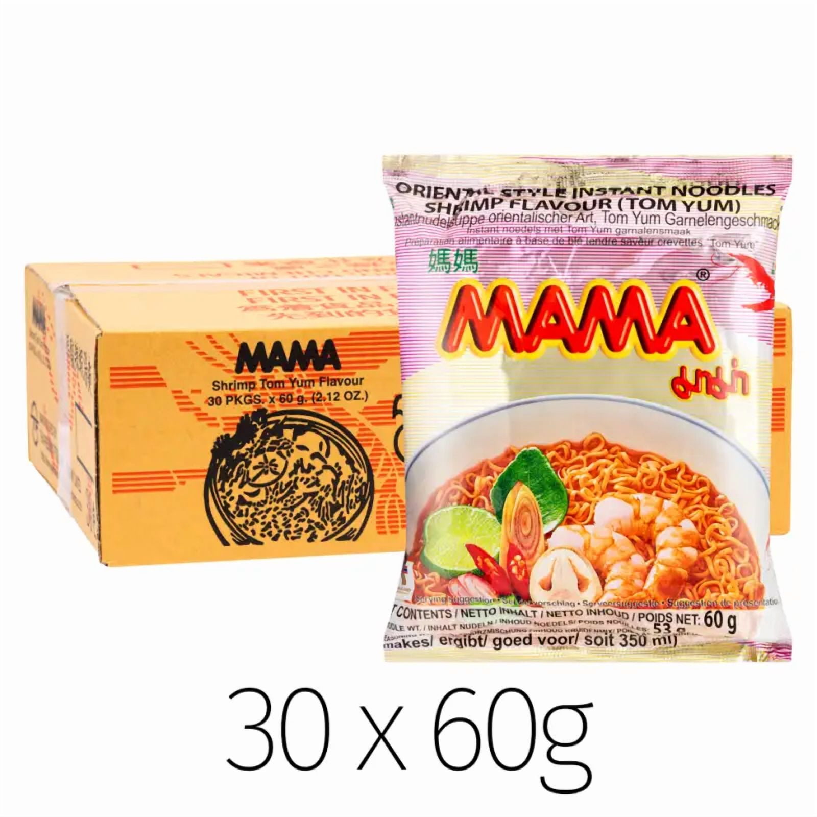 Mama, Instant Ramen Noodle, KKS1, Shrimp Flavour, Pack of 30
