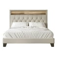 thumbnail image 4 of Castle Place LED Light Nailhead Trim Linen Upholstered Bookcase Bed, Warm Grey, Full, 4 of 7
