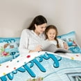 thumbnail image 4 of Homewish Happy Camping 7 Pieces Bedding Comforter Set,Colorful Flower Floral Full Bedding Set,Blue Sequin Print Fitted Sheet Flat Sheet For Teens,Ultra Soft Home Decor Reversible, 4 of 8