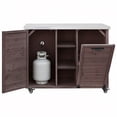 thumbnail image 6 of Euroco 78.3" Outdoor Kitchen Island with Foldable Grill Table, Wooden Outdoor Grill Cart with Trash Can Storage & Stainless Steel Top, Outdoor Bar Cart, Pizza Oven Table, 6 of 13