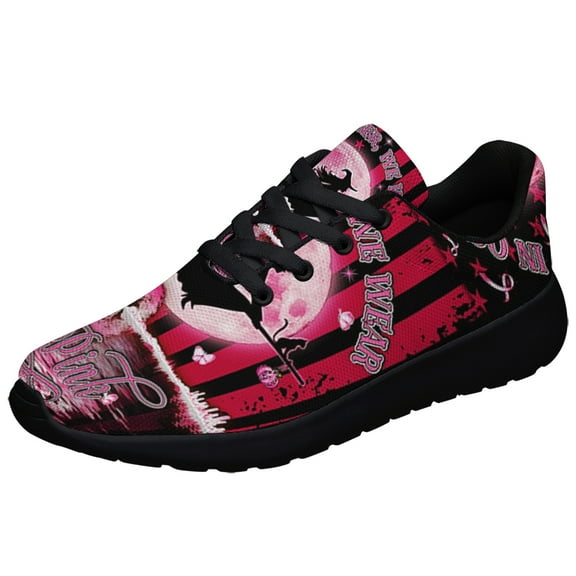 In October We Wear Pink Shoes Sneakers for Women Men Black Size 3.5