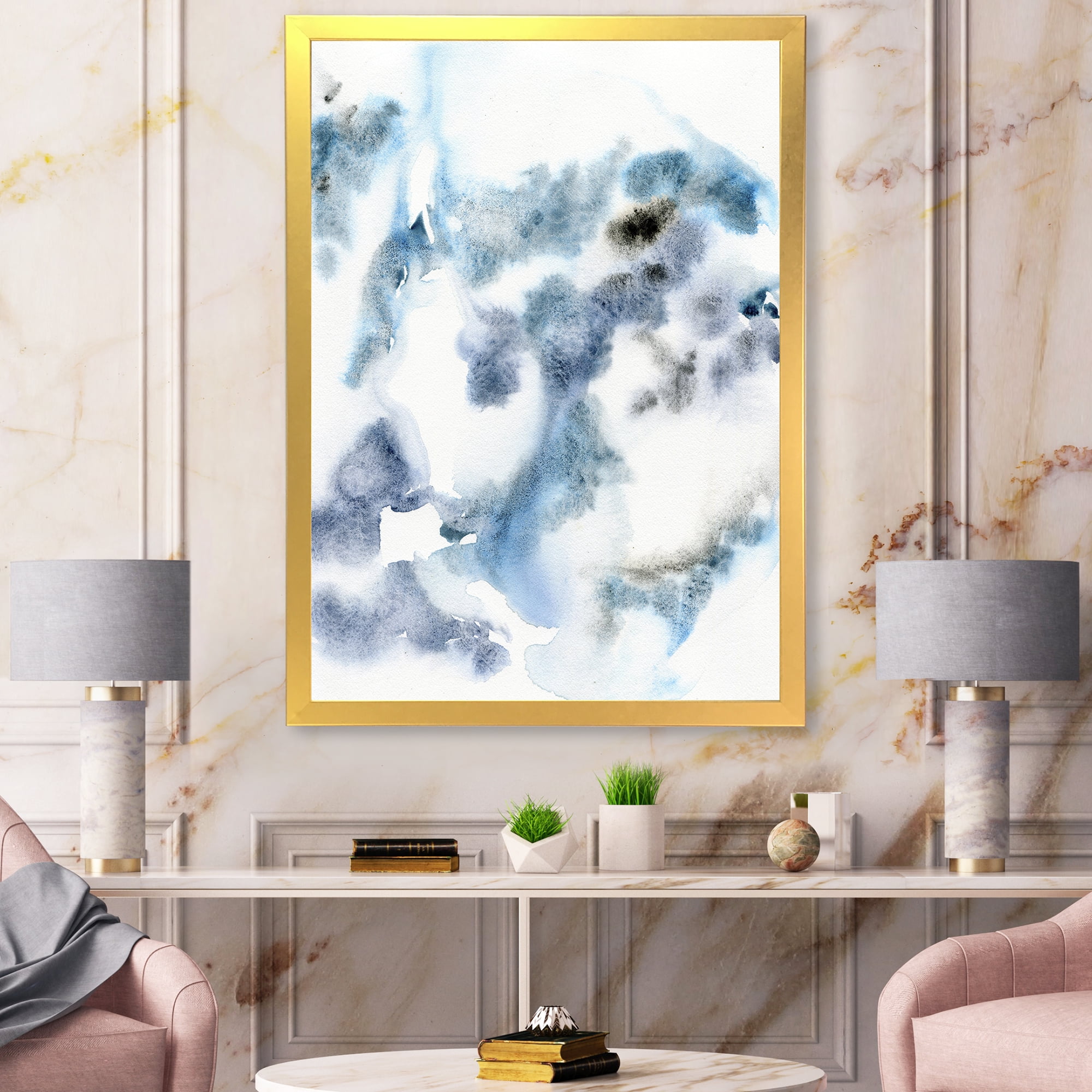 Designart 'Abstract Of Clouds Dark Blue Colored III' Modern Framed Art Print