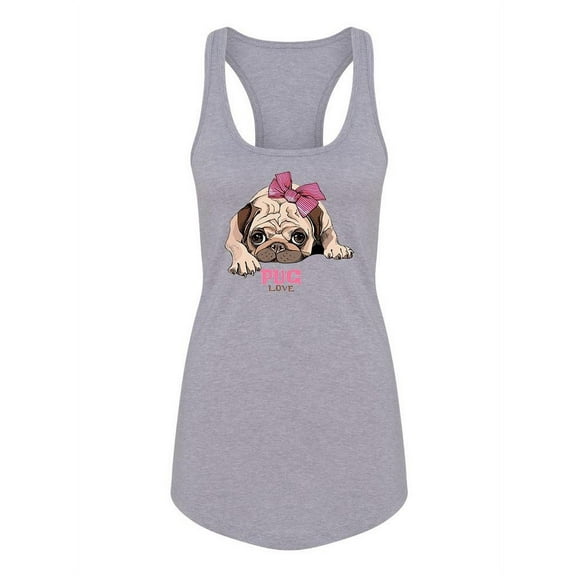 Pug Love With Ribbon Tank Women -Image by Shutterstock, Female Small