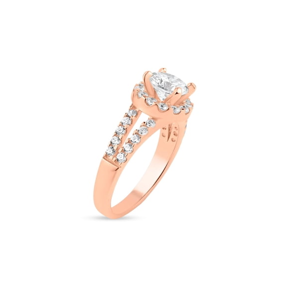 Sterling Silver .925 Rose Gold Plated Clear Cluster Ring White Cubic Zirconia Jewelry Female Size 7