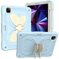 thumbnail image 5 of for iPad Pro 11" 2022/2021/2020/2018 Kids Case with 3D Butterfly Stand & Pencil Holder, Tablet Case with Shoulder Strap, Shockproof Protective Cover for iPad Air 5th/4th 10.9" 2022/2020, Blue+Beige, 5 of 8