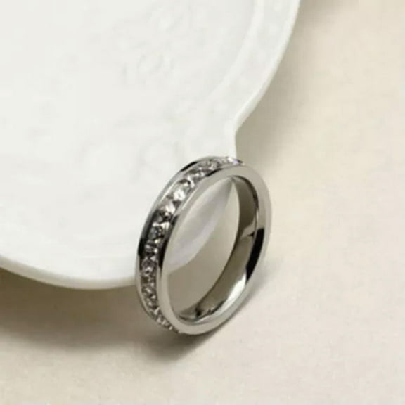 Rose Gold/Silver Titanium Steel CZ Band Men/Women Wedding Couple Rings Size 3-10