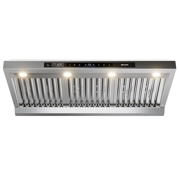 BRANO 42" Pro Style Range Hood Wall or Under Cabinet Mount, 1200 CFM DC Inverter Powerful & Quiet, Delay Shut-Off, 4 LED Lights