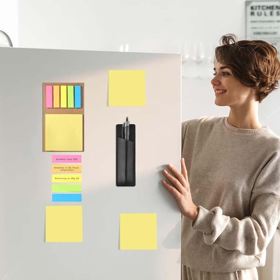 geerera 2 Pack Magnetic Pen Holder for Refrigerator, PU Leather Pencil Pouch Rack with Strong Magnets for Metal Surfaces, Organizer for Pens and Markers in Kitchen or Office