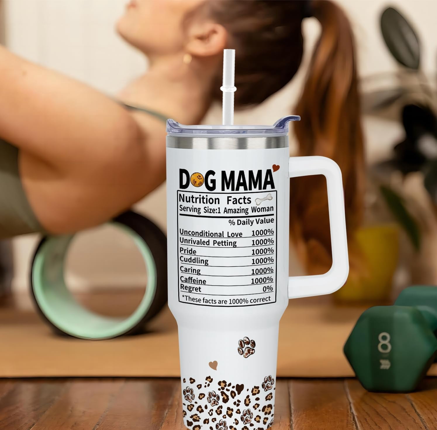 Best Dog Mom Mothers Day Birthday Christmas Gifts for Women, 40 oz Dog Mom Cup Tumbler with Handle Lid and Straw, Dog Lover Gifts for Dog Moms