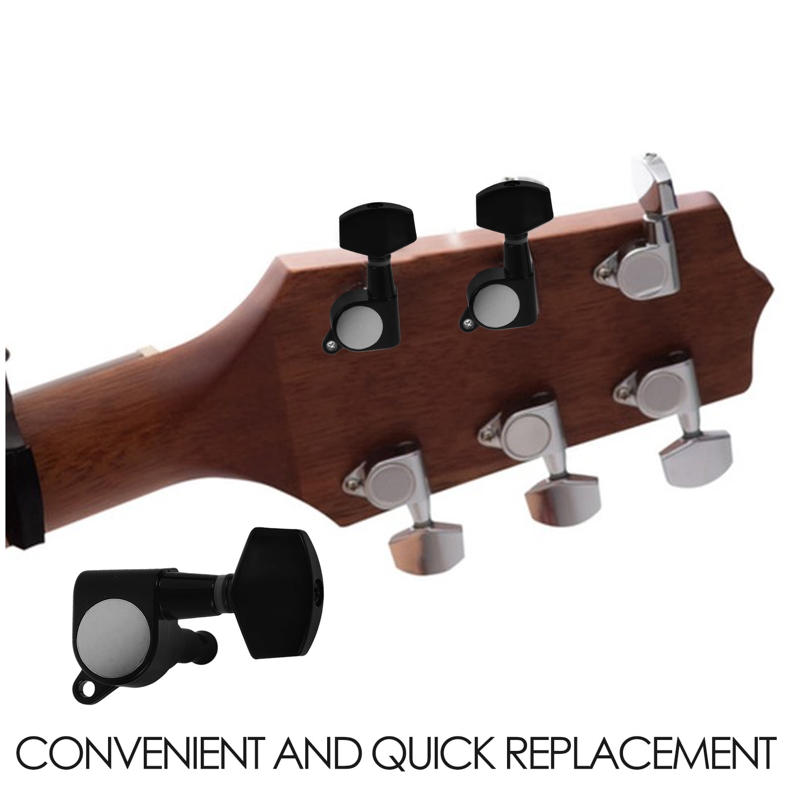FOMIYES Locking Tuners Guitar Tuner Zinc Alloy Black 6Pcs Large Handle for ng Protection