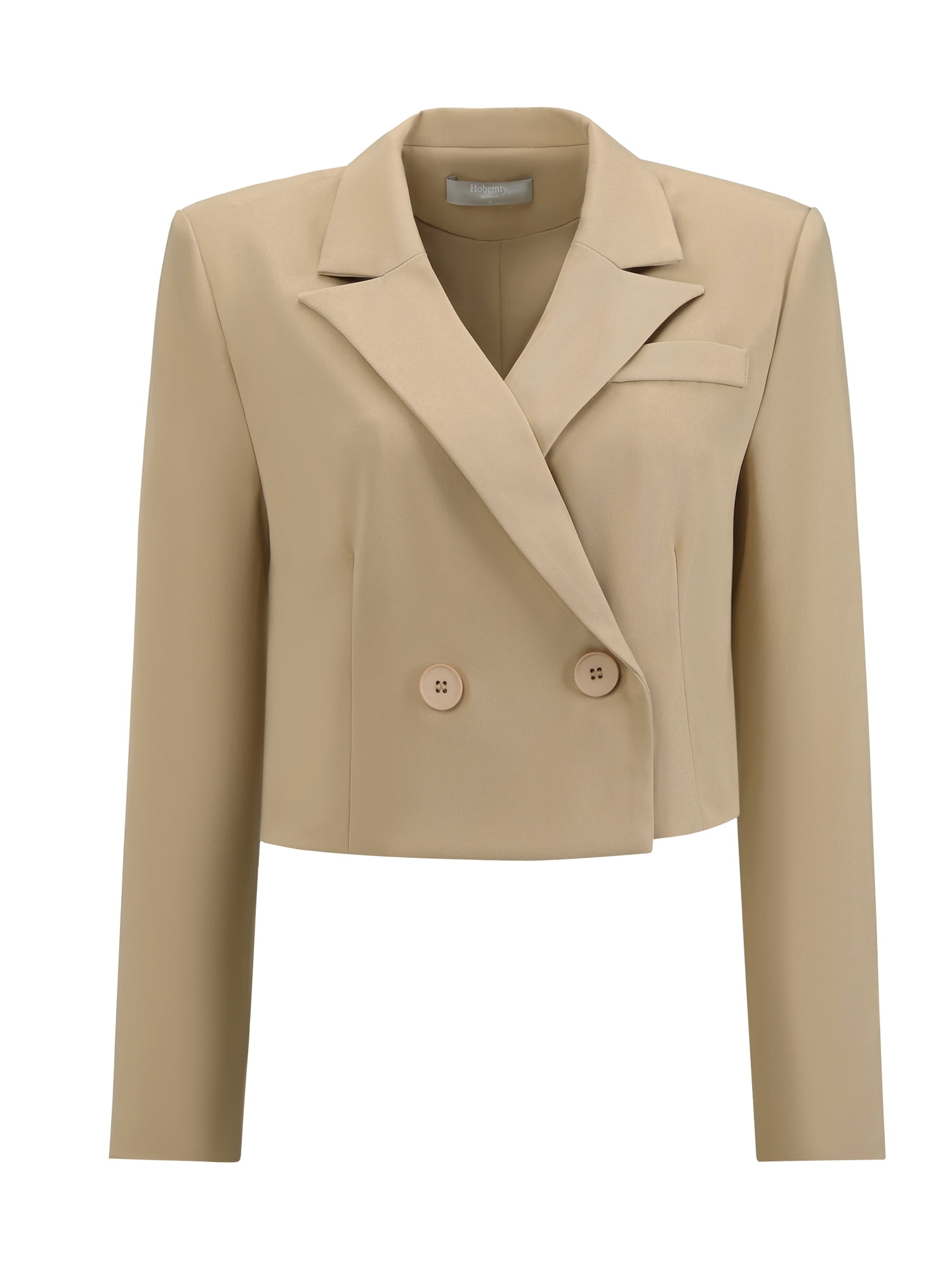 DARING DIVA Women's Cropped Blazers Double Breasted Work Suit Jacket M Khaki