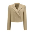 thumbnail image 2 of DARING DIVA Women's Cropped Blazers Double Breasted Work Suit Jacket S Khaki, 2 of 6