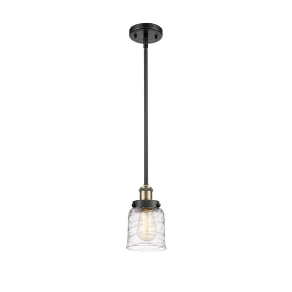916-1S-BAB-G513 Innovations Lighting Bell - 1 Light Stem Hung Mini Pendant In Industrial Style-10 Inches Tall and 5 Inches Wide-Black Antique Brass