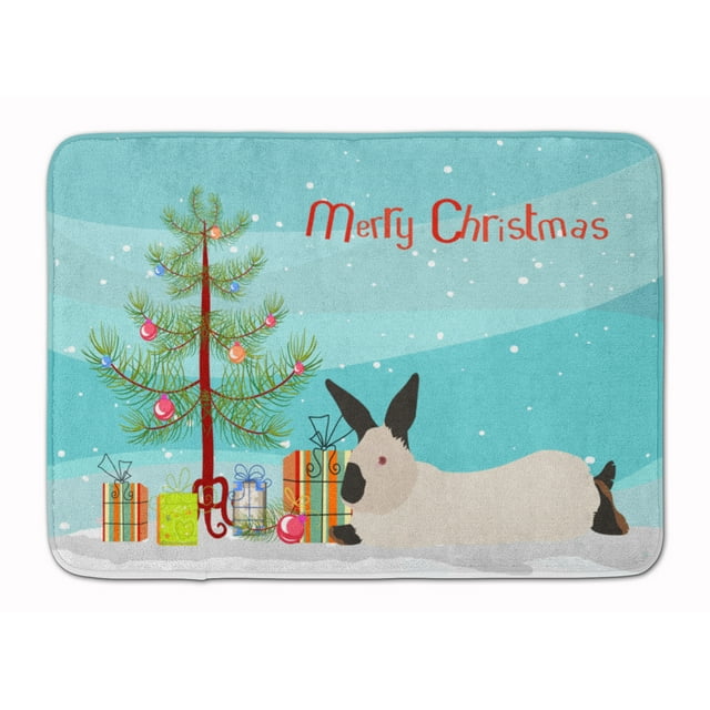 Carolines Treasures BB9334RUG California White Rabbit Christmas Machine Washable Memory Foam Mat