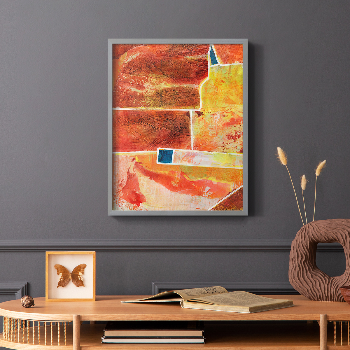 Primary Connection IV in Gray Solid Wood 16 x 20 Framed Print