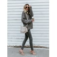 thumbnail image 4 of U.Vomade Women's Turtleneck Chunky Long Sleeve Sweaters Tops Color Block Knitted Pullover Jumper, 4 of 6