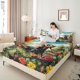 thumbnail image 3 of Homewish Dachshund Bird Bed Sheets,Floral Leaf Full Size Sheets,Green,4pcs,1 Flat Sheet, 1 Fitted Sheet and 2 Pillowcases, 3 of 6