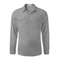 thumbnail image 3 of CVLIFE Hauts pour Hommes Col Rabattu T-shirt Col à Revers T-shirt Coupe Régulière Manches Longues Tee Plage Automne Chemises Gris m, 3 of 7