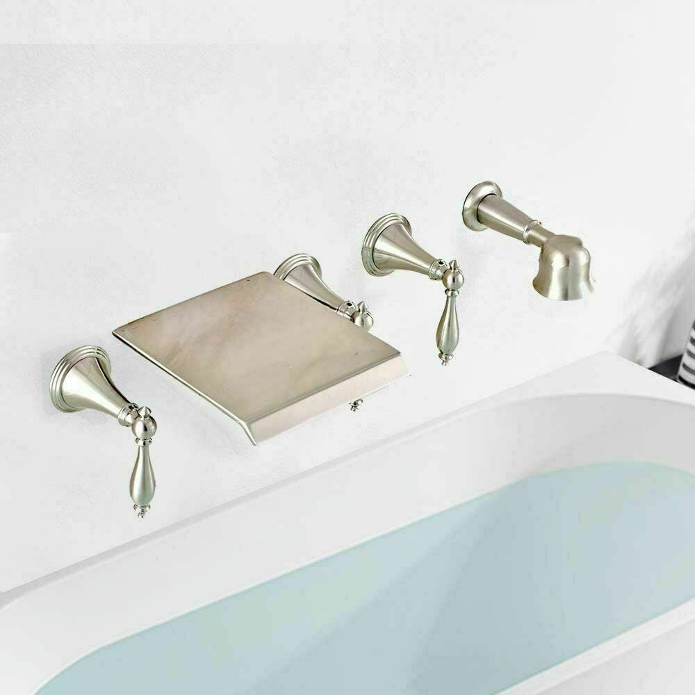 Wall Mount Waterfall Bathtub Filler Faucet Stainless steel Tub Spout